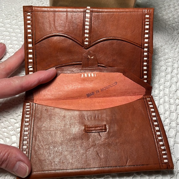 New! Boho Tooled leather wallet made in Morocco - Picture 4 of 5